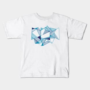 Geometric Triangles blue art Kids T-Shirt